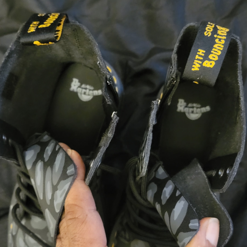 Dr. Martens Black and Gray Women's Combat Boots